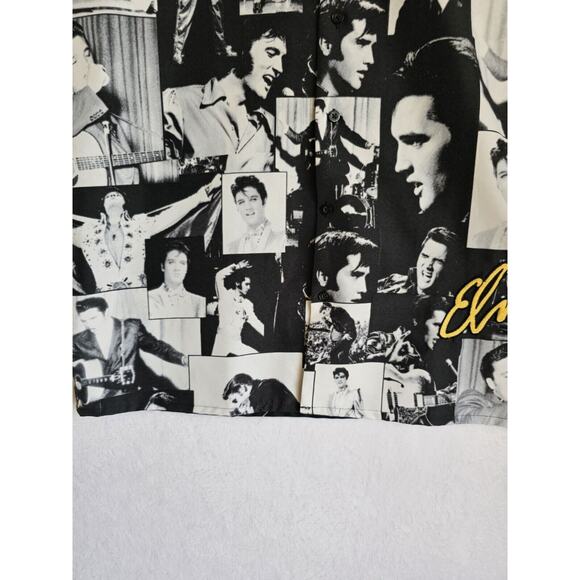 ELVIS PRESLEY Button Up Shirt Men's Size XL , Black‎ and White, Embroidered - Picture 9 of 16
